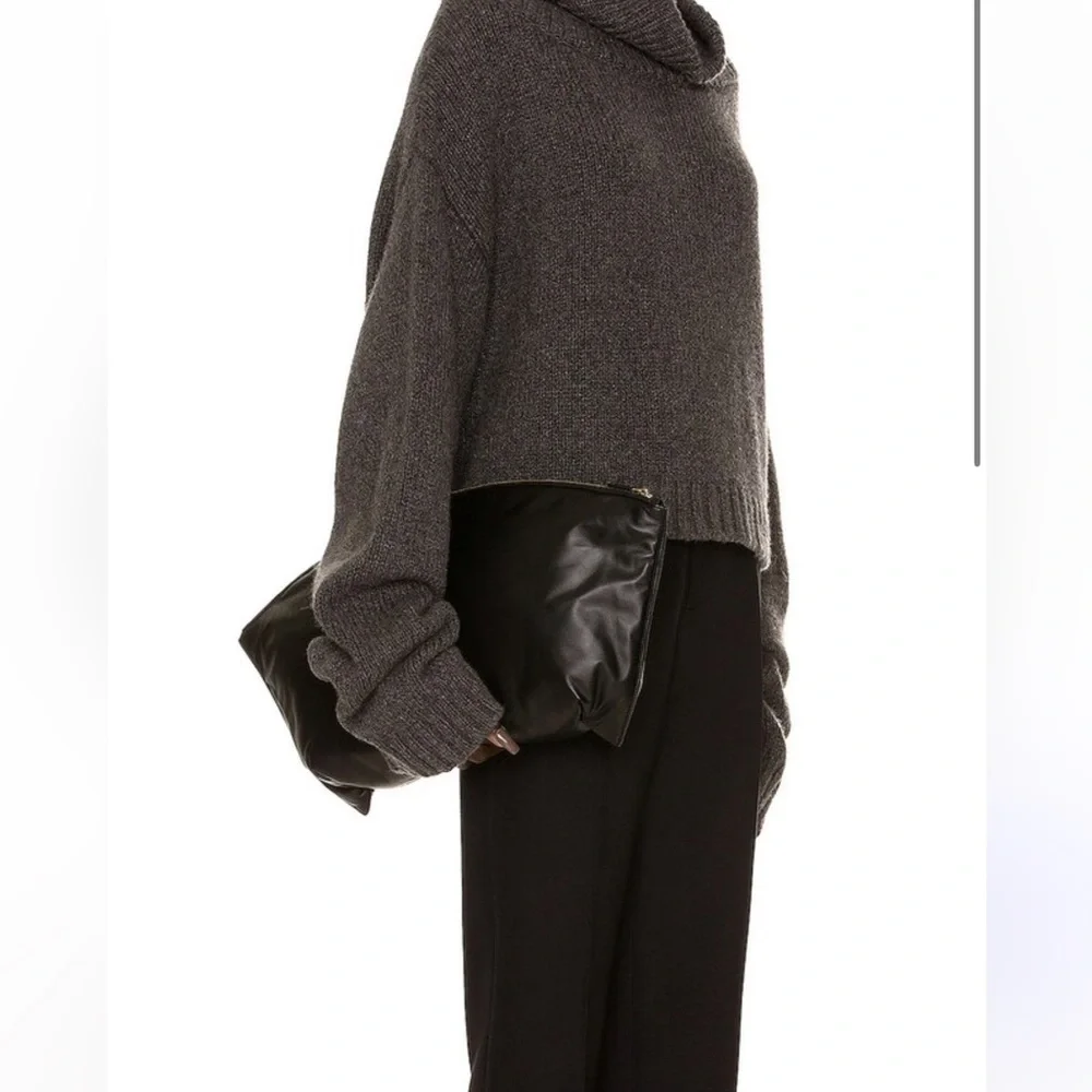 The Row Black Oversized Leather Clutch